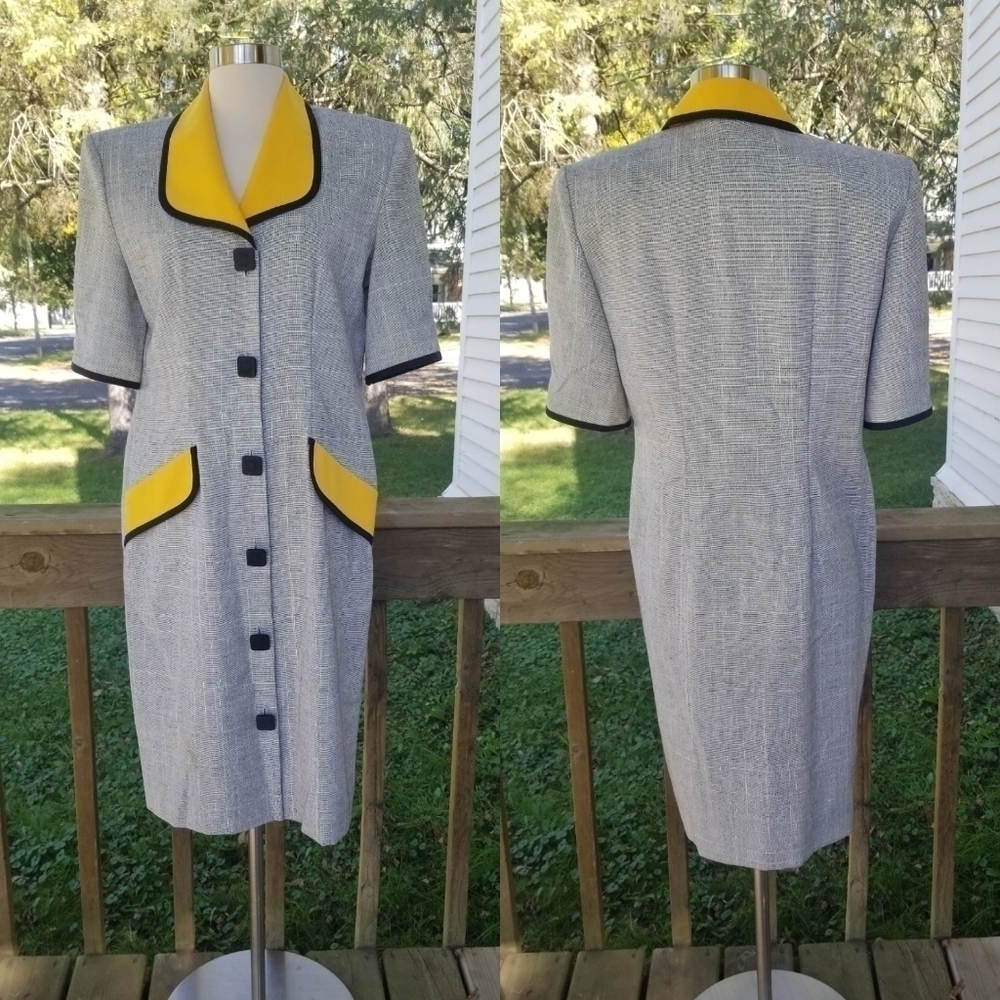 Vintage Retro 80s Pin Up‎ Girl PUG VLV Button Down Blazer Dress 10 Medium